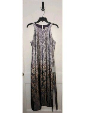 NWT Size 4 Luxely Sleeveless Column Maxi Dress Ombre Snake Print